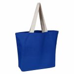 Heavy Canvas Colored Beach Bag with Natural Handles - Image 4