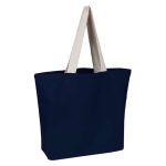 Heavy Canvas Colored Beach Bag with Natural Handles - Image 2