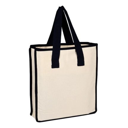 Heavy Canvas Shopping Bag with Colored Handles