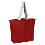 Heavy Canvas Colored Beach Bag with Natural Handles - Image 3