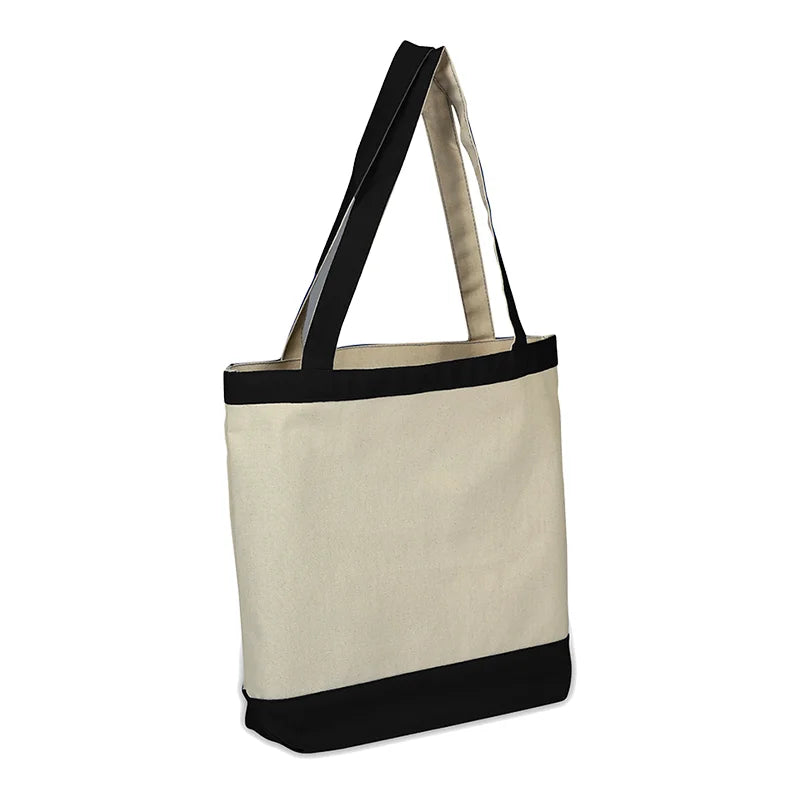 Q1608-black-800x800-1.jpg Heavy Canvas Color Accent Tote - Image 1