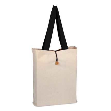 Heavy Canvas Button-up Tote with Colored Handles