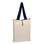 Heavy Canvas Button-up Tote with Colored Handles - Image 2