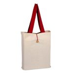 Heavy Canvas Button-up Tote with Colored Handles - Image 3