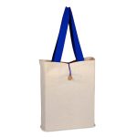 Heavy Canvas Button-up Tote with Colored Handles - Image 4