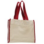 Heavy Canvas Gusset Tote Bag with Color Handles - Image 10