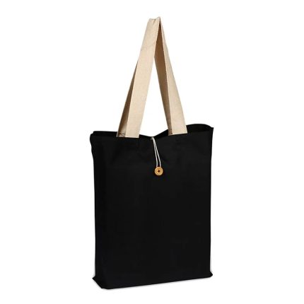 Heavy Canvas Colored Button-up Tote with Natural Handles