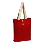 Heavy Canvas Colored Button-up Tote with Natural Handles - Image 3