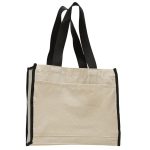 Heavy Canvas Gusset Tote Bag with Color Handles