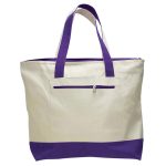 Heavy Canvas Zipper Tote Bag With Colour Handles - Image 9