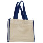 Heavy Canvas Gusset Tote Bag with Color Handles - Image 2