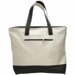 Heavy Canvas Zipper Tote Bag With Colour Handles