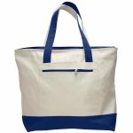 Heavy Canvas Zipper Tote Bag With Colour Handles - Image 2