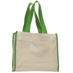 Heavy Canvas Gusset Tote Bag with Color Handles - Image 5