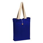 Heavy Canvas Colored Button-up Tote with Natural Handles - Image 4