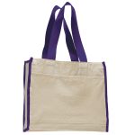 Heavy Canvas Gusset Tote Bag with Color Handles - Image 9