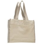 Heavy Canvas Gusset Tote Bag with Color Handles - Image 7