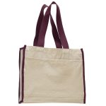Heavy Canvas Gusset Tote Bag with Color Handles - Image 6