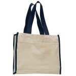 Heavy Canvas Gusset Tote Bag with Color Handles - Image 8