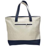 Heavy Canvas Zipper Tote Bag With Colour Handles - Image 8