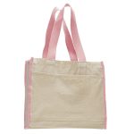 Heavy Canvas Gusset Tote Bag with Color Handles - Image 4